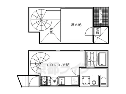 京阪電気鉄道鴨東線 神宮丸太町駅 徒歩15分 4階建 築15年(1LDK/1階)の間取り写真