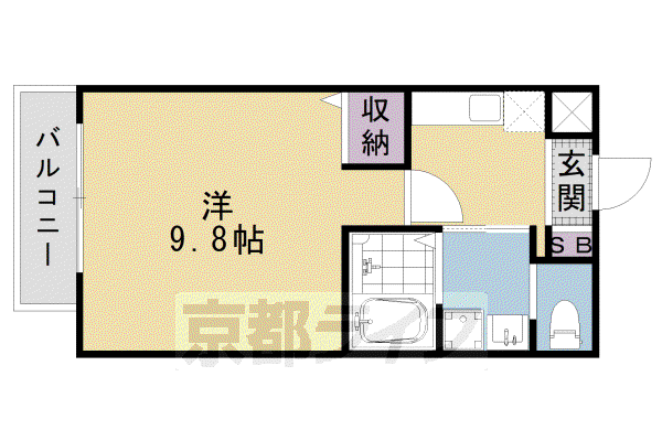 ヴィヴィ御蔭北白川(1K/4階)の間取り写真