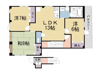アベニール修学院(3LDK/2階)の間取り写真