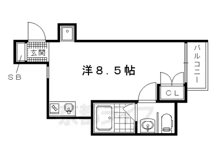 叡山電鉄 修学院駅 徒歩4分 3階建 築7年(ワンルーム/2階)の間取り写真