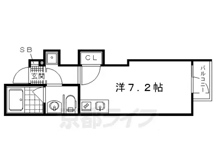 叡山電鉄 修学院駅 徒歩4分 3階建 築7年(ワンルーム/3階)の間取り写真