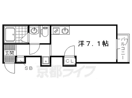 GRAN DE COURT SHUGAKUIN(ワンルーム/3階)の間取り写真