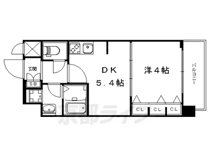 叡山電鉄 一乗寺駅 徒歩5分 5階建 築7年(1DK/5階)の間取り写真