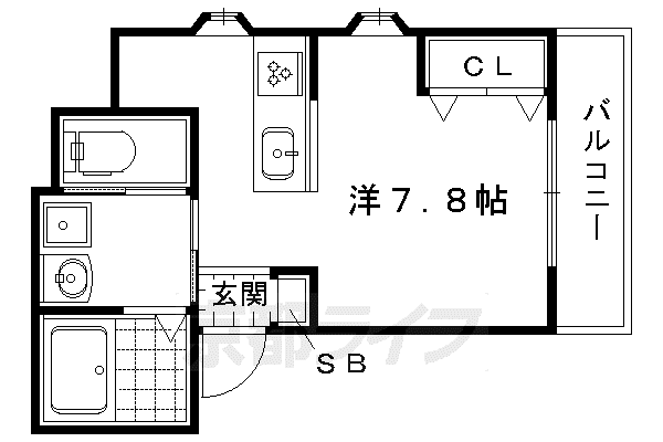 詩仙ハイムⅡPLUS(ワンルーム/3階)の間取り写真