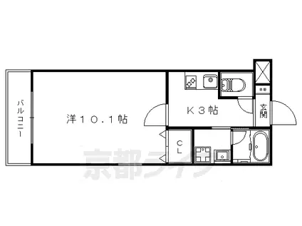 叡山電鉄 元田中駅 徒歩5分 3階建 築6年(1K/3階)の間取り写真