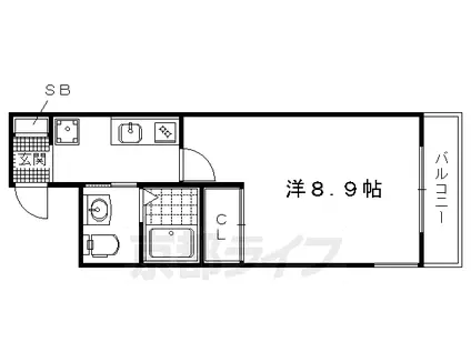 京阪電気鉄道鴨東線 出町柳駅 徒歩25分 5階建 築6年(1K/3階)の間取り写真