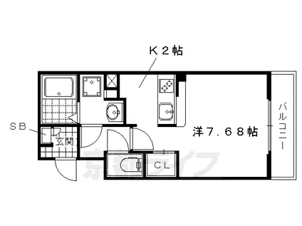 京阪電気鉄道鴨東線 出町柳駅 徒歩9分 4階建 築6年(1K/4階)の間取り写真
