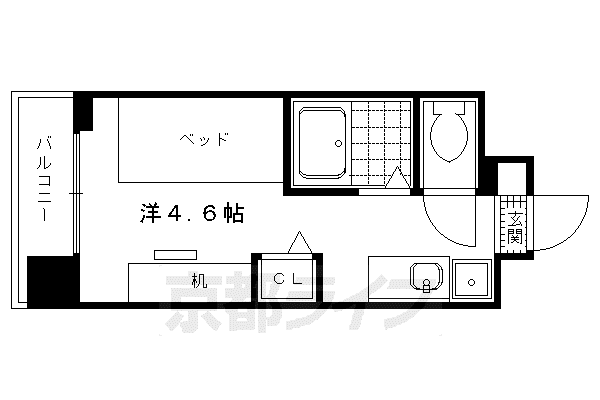 叡山電鉄 一乗寺駅 徒歩8分 4階建 築7年(ワンルーム/1階)の間取り写真