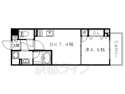 ヴィラ岡崎神宮(1DK/2階)の間取り写真