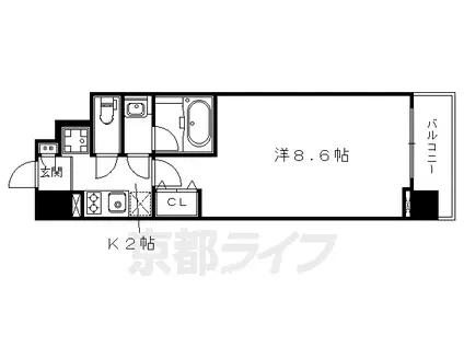 京都市東西線 東山駅(京都) 徒歩6分 5階建 築7年(1K/5階)の間取り写真