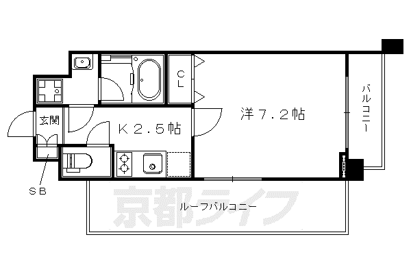 京都市東西線 東山駅(京都) 徒歩6分 5階建 築7年(1K/4階)の間取り写真
