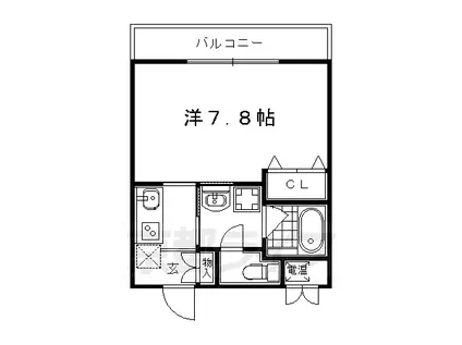 京阪電気鉄道鴨東線 出町柳駅 徒歩4分 3階建 築5年(1K/2階)の間取り写真