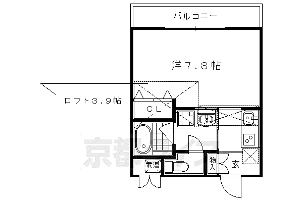 京阪電気鉄道鴨東線 出町柳駅 徒歩4分 3階建 築6年(1K/3階)の間取り写真