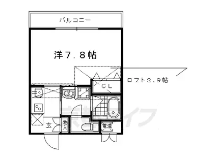 アベニール出町柳(1K/3階)の間取り写真