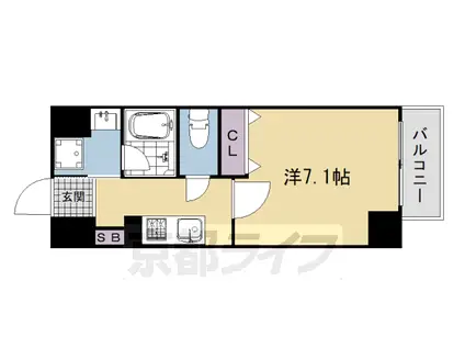 叡山電鉄 一乗寺駅 徒歩3分 5階建 築6年(1K/2階)の間取り写真