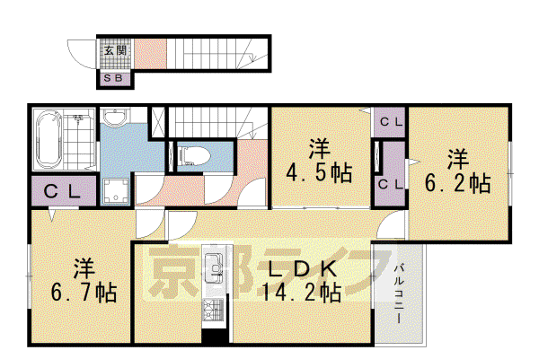 TS スクエア 下鴨(3LDK/2階)の間取り写真