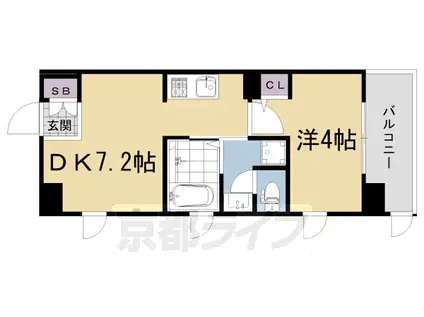 叡山電鉄 茶山・京都芸術大学駅 徒歩3分 5階建 築5年(1DK/5階)の間取り写真