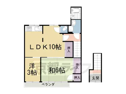 京阪電気鉄道鴨東線 出町柳駅 徒歩6分 2階建 築72年(2LDK)の間取り写真
