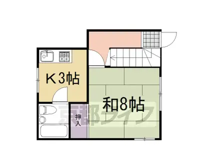 叡山電鉄 元田中駅 徒歩15分 2階建 築66年(1K/1階)の間取り写真