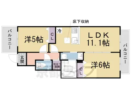 叡山電鉄 木野駅 徒歩5分 2階建 築5年(2LDK/1階)の間取り写真