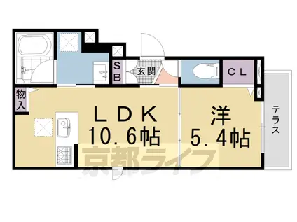 ラフィーネ下鴨(1LDK/1階)の間取り写真