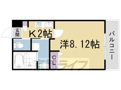 近鉄京都線 久津川駅 徒歩4分 3階建 築4年(1K/2階)の間取り写真