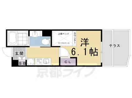 京都市烏丸線 北大路駅 徒歩10分 2階建 築4年(1K/1階)の間取り写真