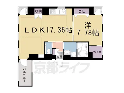 京阪電気鉄道鴨東線 神宮丸太町駅 徒歩4分 5階建 築4年(1LDK/3階)の間取り写真