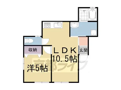 叡山電鉄 木野駅 徒歩11分 2階建 築57年(1LDK/1階)の間取り写真