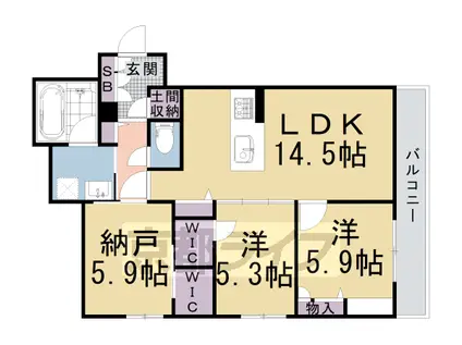 京都市烏丸線 松ケ崎駅(京都) 徒歩2分 2階建 築4年(2SLDK/2階)の間取り写真