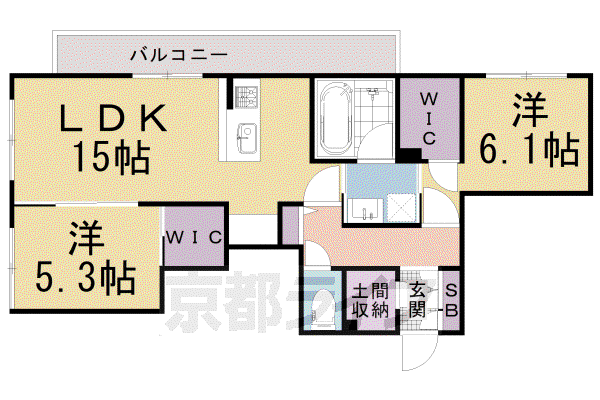 京都市烏丸線 松ケ崎駅(京都) 徒歩2分 2階建 築4年(2LDK/2階)の間取り写真