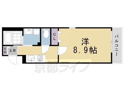 ハーミテージ修学院(1K/2階)の間取り写真
