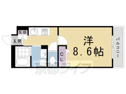叡山電鉄 修学院駅 徒歩7分 3階建 築4年(1K/1階)の間取り写真