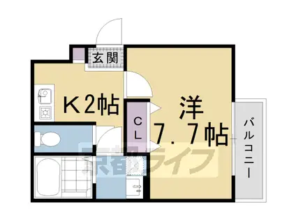 ROLLS LINKS 修学院(1K/1階)の間取り写真