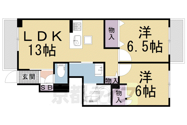 叡山電鉄 岩倉駅(京都) 徒歩10分 2階建 築4年(2LDK/1階)の間取り写真