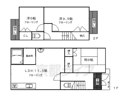 叡山電鉄 一乗寺駅 徒歩5分 2階建 築27年(3LDK)の間取り写真