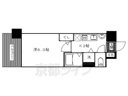 叡山電鉄 修学院駅 徒歩2分 4階建 築15年(1K/2階)の間取り写真