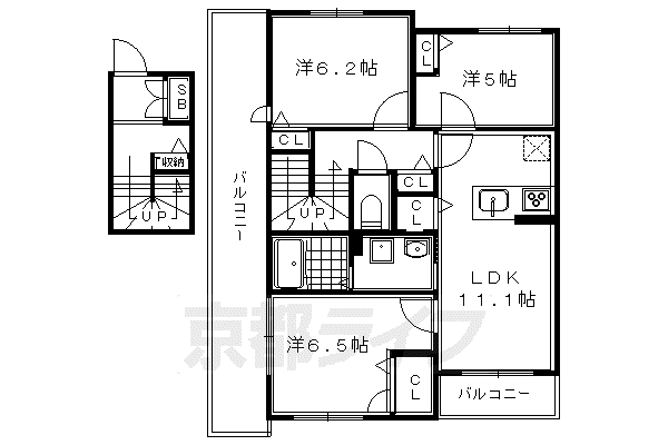 ドゥエール洛北(3LDK/2階)の間取り写真