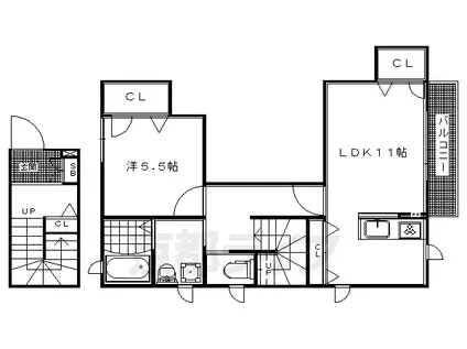 叡山電鉄 岩倉駅(京都) 徒歩10分 2階建 築15年(1LDK/2階)の間取り写真