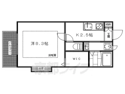 叡山電鉄 岩倉駅(京都) 徒歩14分 2階建 築15年(1K/1階)の間取り写真