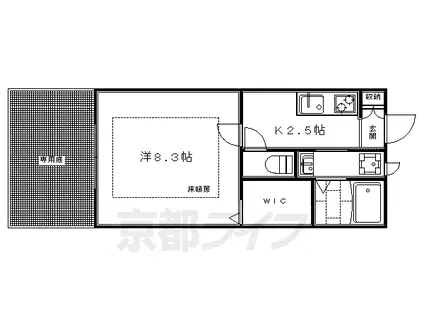 叡山電鉄 岩倉駅(京都) 徒歩14分 2階建 築15年(1K/1階)の間取り写真