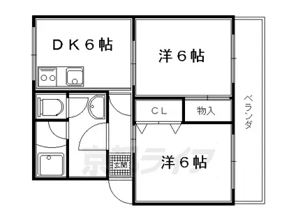 コトウォール夷川 壱番館・弐番館(2DK/3階)の間取り写真