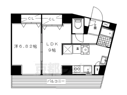京都市東西線 東山駅(京都) 徒歩1分 5階建 築14年(1LDK/5階)の間取り写真
