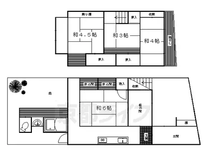 京都市烏丸線 北大路駅 徒歩9分 2階建 築51年(5K)の間取り写真