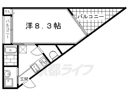 叡山電鉄 元田中駅 徒歩20分 3階建 築16年(1K/1階)の間取り写真