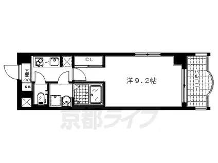 京都市烏丸線 松ケ崎駅(京都) 徒歩8分 4階建 築13年(1K/3階)の間取り写真