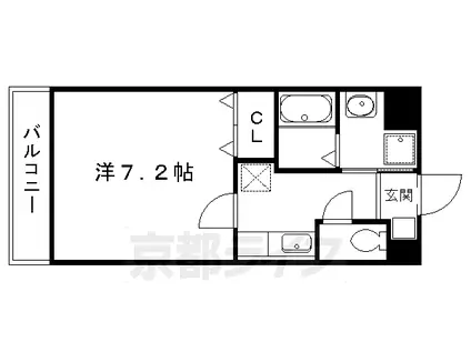 京都市烏丸線 北山駅(京都) 徒歩5分 2階建 築14年(1K/1階)の間取り写真