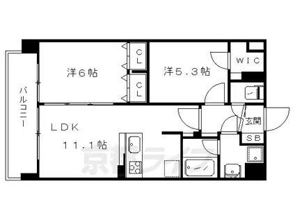 叡山電鉄 元田中駅 徒歩8分 5階建 築15年(2LDK/3階)の間取り写真
