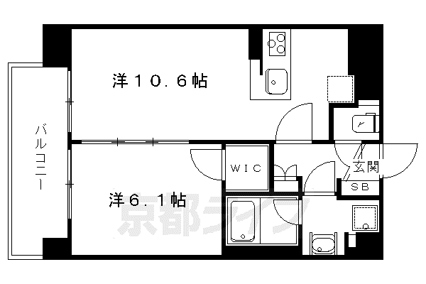 叡山電鉄 元田中駅 徒歩8分 5階建 築15年(1LDK/2階)の間取り写真