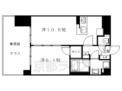 叡山電鉄 元田中駅 徒歩8分 5階建 築14年(1LDK/1階)の間取り写真